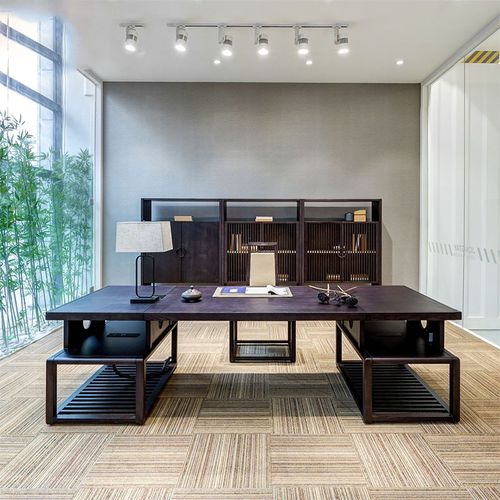 新中式办公室家具办公桌大班桌大班台老板桌总裁桌椅组合实木桌子